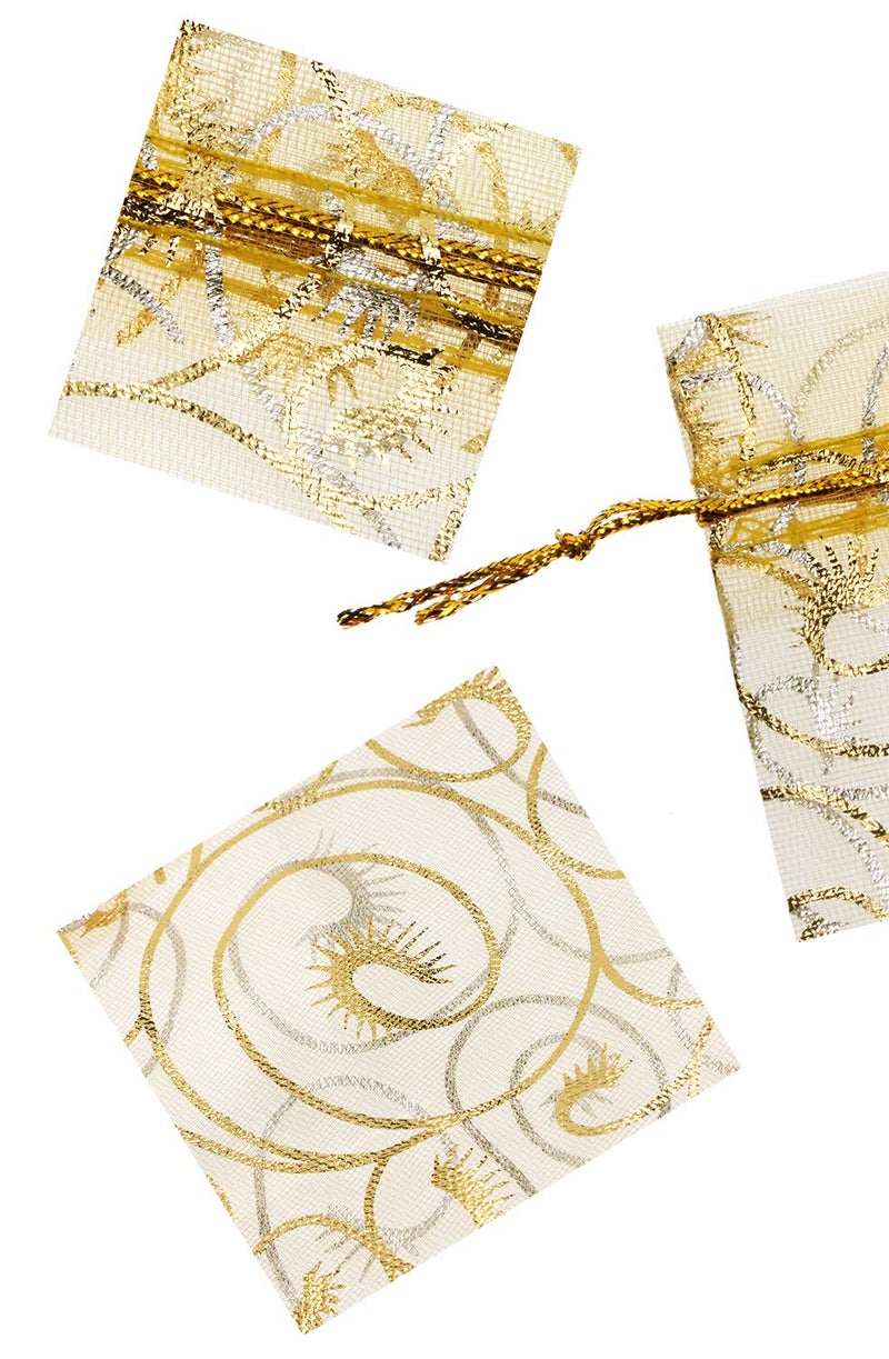 Shapenty 50PCS Organza Gift Bags Wedding Favor Candy Business Samples Display Jewelry Pouch Wrap with Drawstring for Baby Shower and Birthday Party (Gold) - Image 5